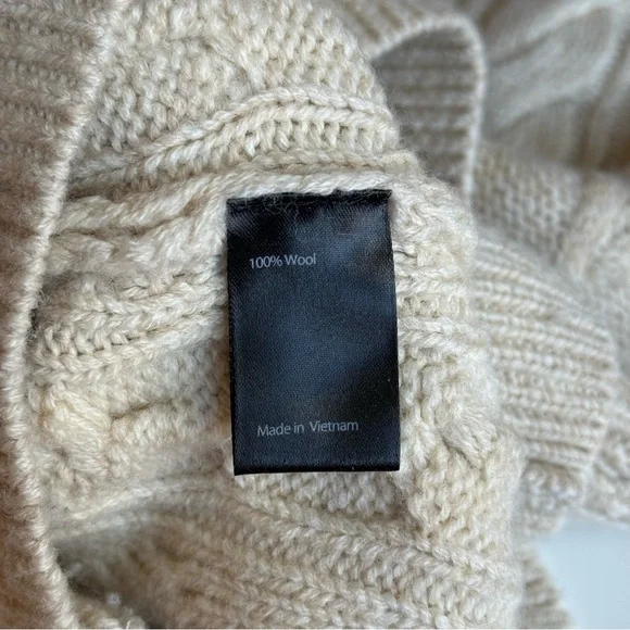 Wills 100% Wool Sweater Size S Cream Beige Cable Knit Men’s - Picture 4 of 15